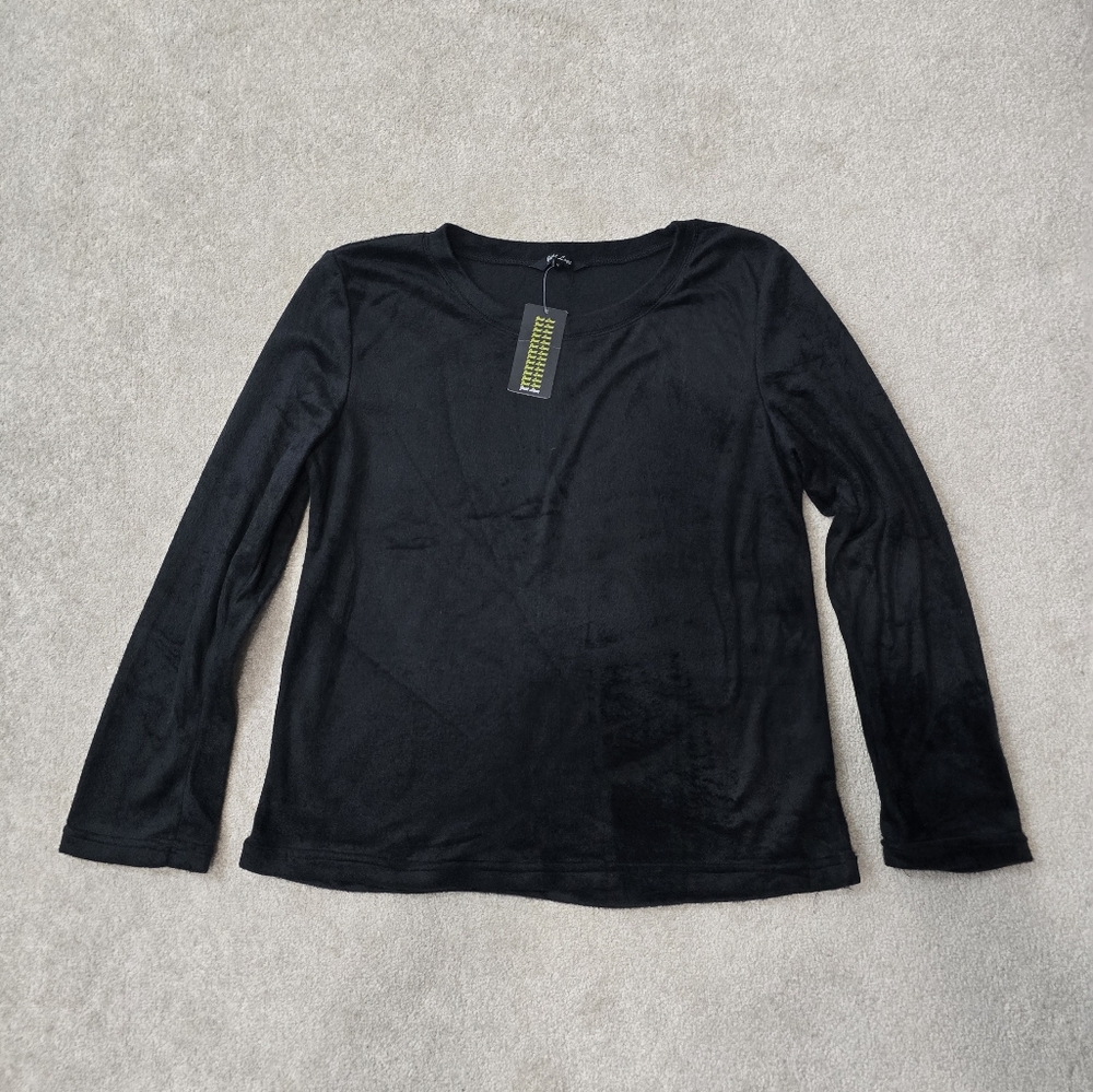 NWT Just Love Black Velvety Long Sleeve Sleep Top Women's Size Medium